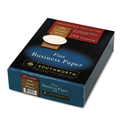 Southworth 404NC 25% Cotton Business Paper Natural 24 lbs. Wove 8-1/2 x 11 500/Box FSC