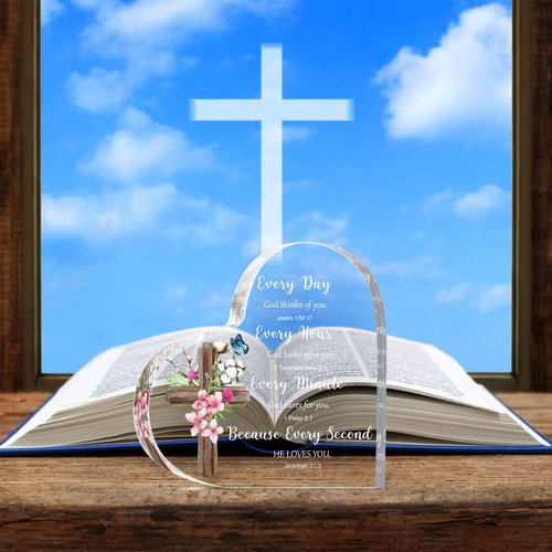 Acrylic Christian Gifts for Women Inspirational Religious Scripture Gifts with Bible Verse Prayers for Women Men Friends Valentines Birthday (Classic Style)