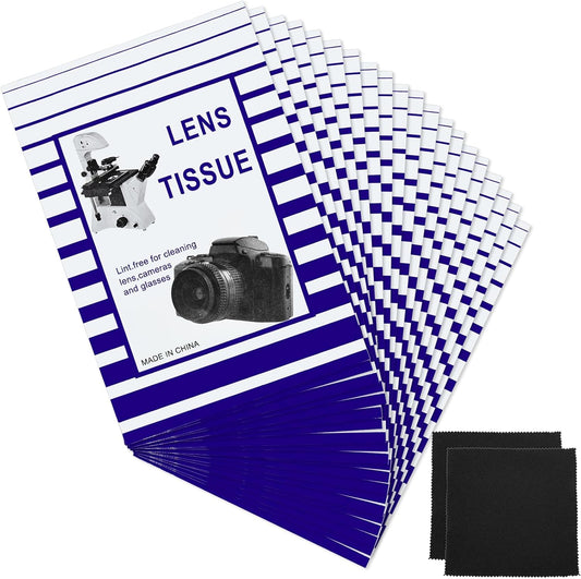 Skiennix Lens Cleaning Paper - 500 Sheets with 2 Double-Sided Cloths for Cameras, Glasses & Screens