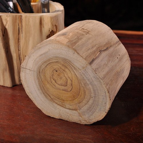 YOURNELO Solid Wooden Stump Pen Pencil Holder Desk Organizer Accessories