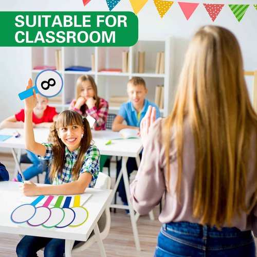 Crtiin 80 Pcs Colorful Dry Erase Paddles Set Include 40 Dry Erase Paddles with 40 Markers Double Sided Handheld Whiteboard for Answer Numbers Voting Blank Fans(Round)