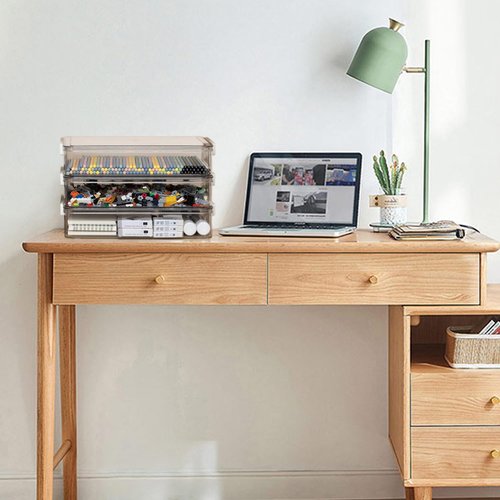 2 Pack 5.5qt 9 x 13 Clear Plastic Storage Box with Snap-Tight Latch, Stackable Organizer Container for A4 Files, Photos, Documents, Scrapbook, Crafts, and Art Supplies,Clear Storage Box With Lids