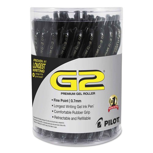 PILOT G2 Premium Gel Roller Pen, Retractable and Refillable, Fine Point 0.7 mm, Black Ink, 36 Count