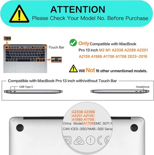 MOSISO Hard Shell Case & Neoprene Sleeve for MacBook Pro 13" (2023-2016) - Black
