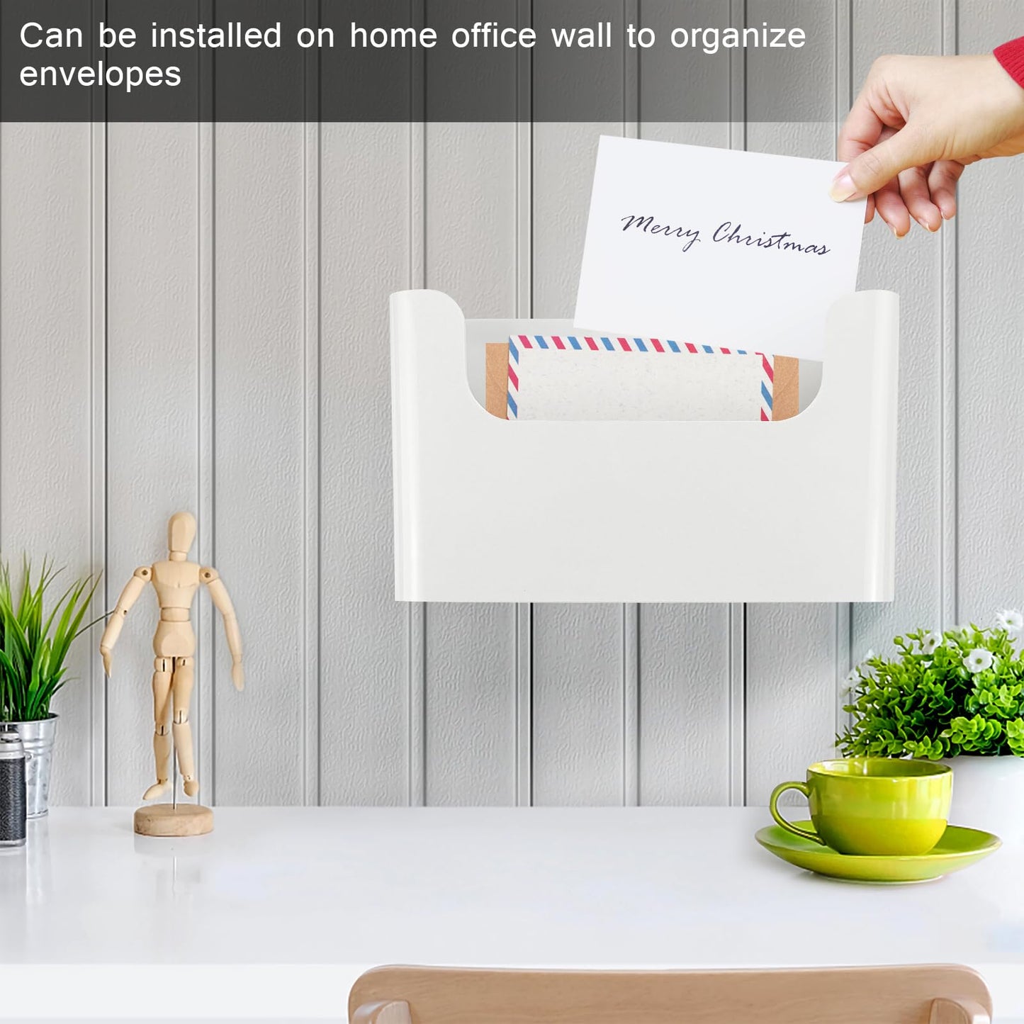 POUYRBA Wall File Holder - White Plastic Wall Mount File Organizer for Office, Home, Classroom