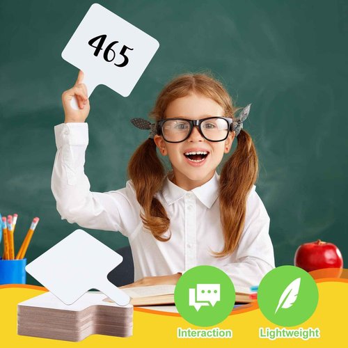 50 PCS 8 x 10 Inch Dry Erase Answer Paddle, Handheld Wooden White Board Double Sided Dry Erase Signs Auction Paddles for Students Classroom Office Meeting Voting Answers Bidding Shower Games Party