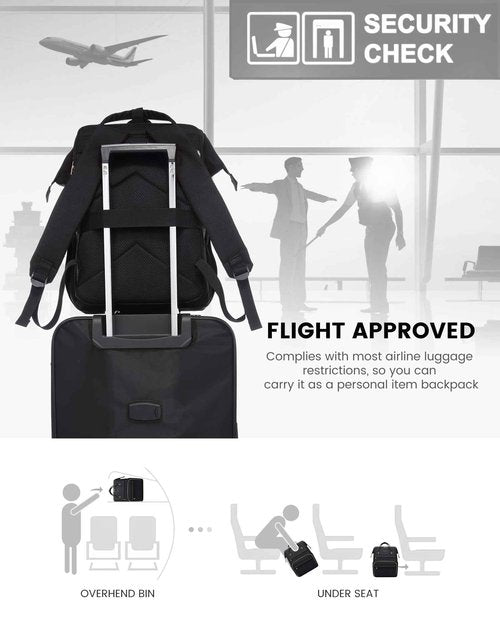 LOVEVOOK 17.3 Inch Laptop Backpack, Large Travel Backpack for Women, Water Resistant Teacher Backpack with Laptop Compartment, Professional Business Work bags with Charger, Black