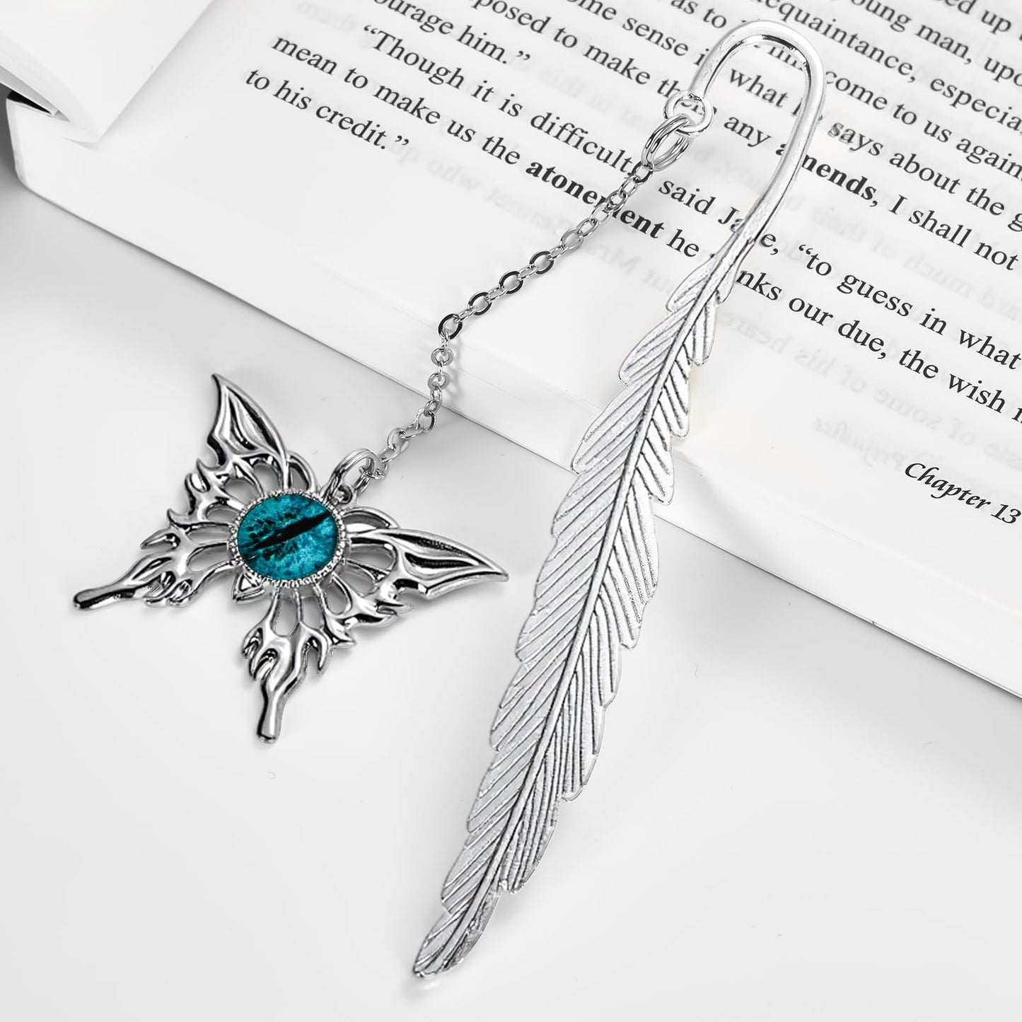 Butterfly Feather Pretty Personalized Cool Unique Metal Bookmark Book Marks for Reading Teacher Men Women Book Lovers Appreciation Graduation Birthday Retirement Friend Gifts (Blue)