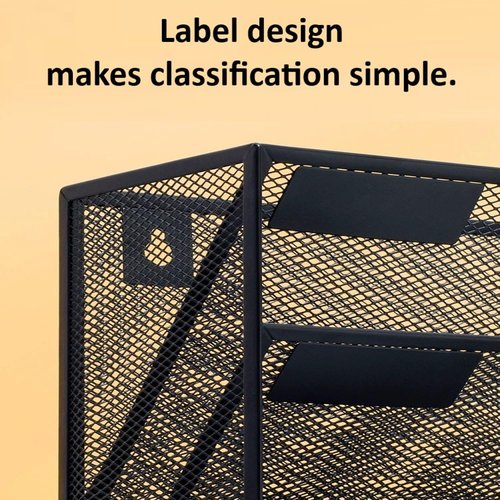 Kuntine.B 5 Pocket Wall File Holder Organizer Office Hanging Magazine Holder Wall File Organizer for Office Home (Black, 5 Tier)
