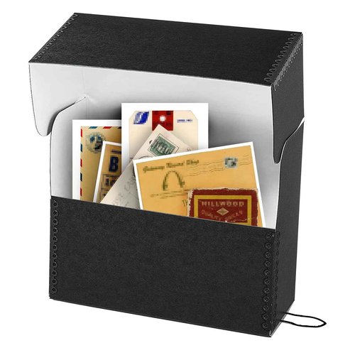 Lineco Archival Document Storage Box with Metal Edge, Acid-Free Black Boxboard, Organize and Store Files, Prints, Photos, Jumbo-Sized Case 15.5" x 12.5" x 5" Wide, Pack of 2