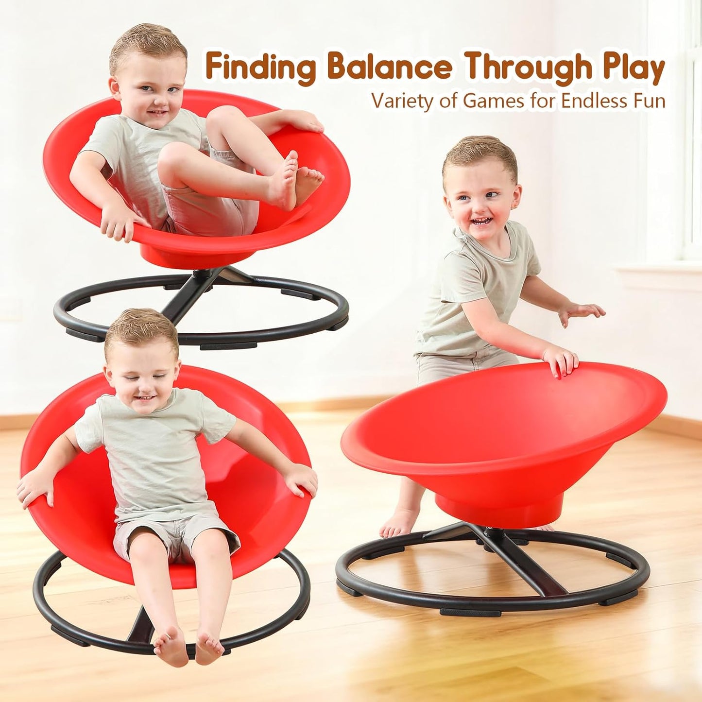Skiennix Spinning Chair - Sensory Swivel Toy for Autistic Kids Age 3+ | Enhances Motor Skills (Red)