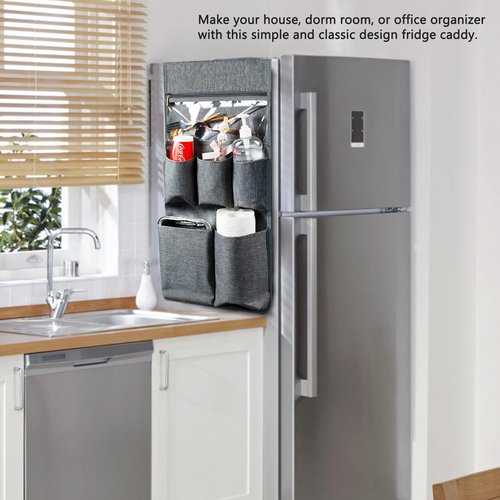 FRECOLSH Dorm and office Double Over the Fridge Caddy Organizer -Fridge Caddy Organizer - College Dorm Room Essentials for College Students Boys, Girls - 12 Pockets Flatware Organizers and Storage