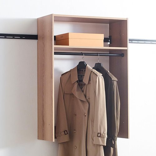 Klair Living Devi Series 31.594.5in. W Oak Modular Closet System Wall Mount Double Hanging Rods 1-Shelf Wood Closet System