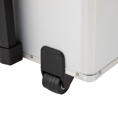 Pinelicorn Portable File Storage Box with Handle -19.2" x 15" x 16" Portable Locking Storage Box for Filing Letters & Documents, Mobile Lock Box with Combination Lock (Silver)