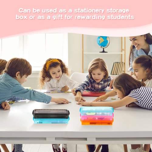 Glenmal 10 Packs Plastic Pencil Box Stackable Pencil Case Bulk Crayon Box with Snap Tight Lid Plastic Brush Painting Storage Organizer for School Office Home Supplies (Colorful)