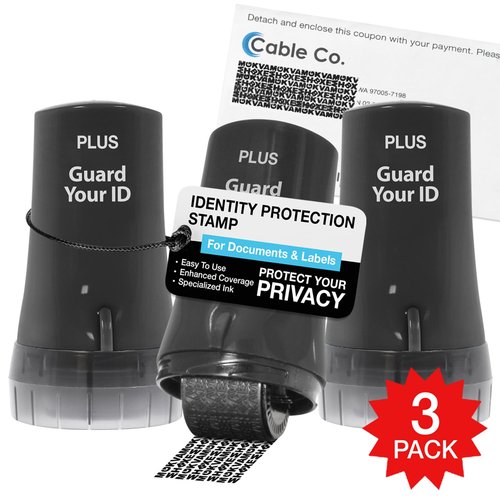Guard Your ID Advanced 2.0 Rollers Identity for Theft Address Eraser and Security Prevention (Regular 3-Pack, Black)