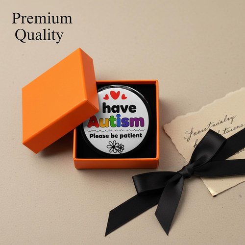 Autism Awareness Badge Button Pin - 'I Have Autism, Please Be Patient' | Durable 2.3-Inch Medical Alert Pin with Gift Box