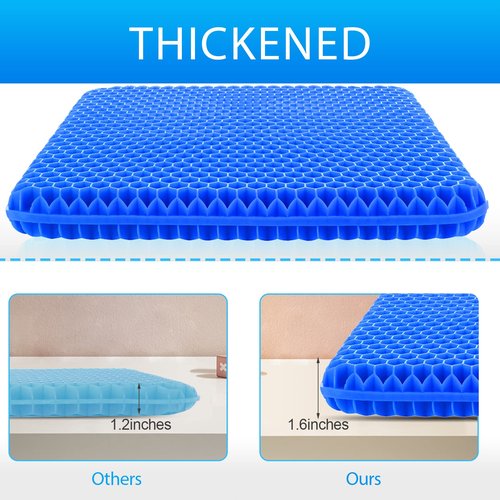 Hvllyan Gel Seat Cushion for Long Sitting (Thick & Extra Large), Gel Cushion for Wheelchair Soft, Chair Cushion, Car Seat Cushion Breathable, for Office Chair for Hip Pain