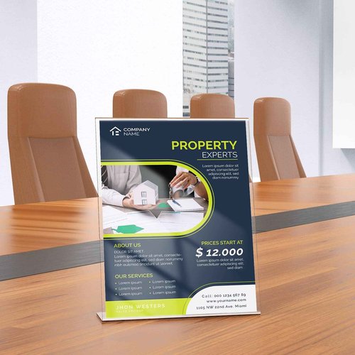 danoni Clear Acrylic Sign Holder - 12Pack 8.5x11'' Flyer Document Brochure Display Holder with Vertical Slant Back for Office Desktop - Plastic Paper Holders for Restaurant Tabletop