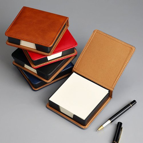 Leather Memo Pad Holder Office School Supplies Note Card Dispenser Sticky Note Storage Box Desk Accessories