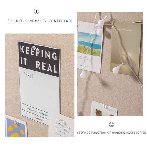 2Pcs Foldable Large Felt Bulletin Board - 36'' x 18'', Decorative Picture Framed Display Board with 70 Rose Pins for School, Home, Kitchen & Office Walls