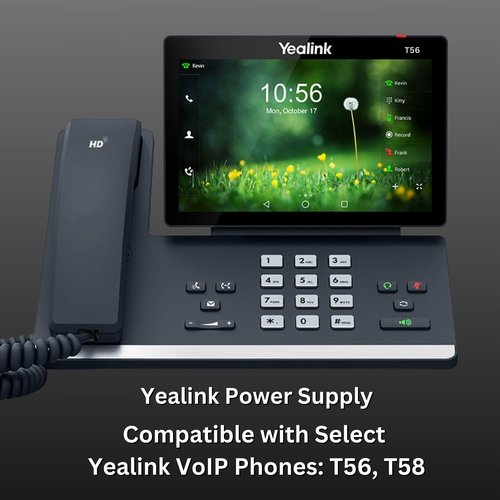 Yealink PS5V2000US Power Supply Adapter 5V 2A - Compatible with Yealink SIP Phones: T54W, T29G, T46S, T46U, T48S, T48U, T52S, T54S, T56A, T58V, T58A, Bundle with Global Teck Microfiber Cloth