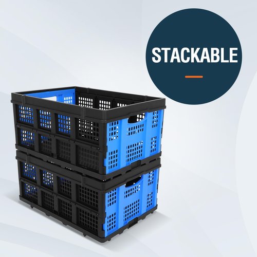 60L Portable Collapsible Storage Crate, Large Capacity Collapsible Milk Crate, Collapsible Crate, Practical Organizer for Heavy Duty Storage Crates for Bathroom, Office, Outdoor Garden
