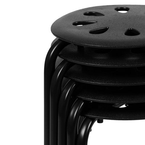 Flash Furniture Bentley Plastic Nesting Stack Stools, 11.5"Height, Black (5 Pack)