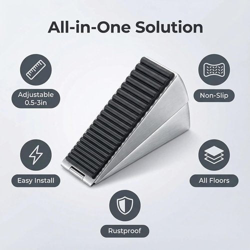 Heavy Duty Door Stopper by [Brand Name] - Adjustable Spring Wedge | 3-Inch Tall for Any Heavy Door