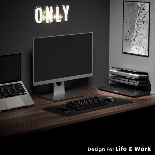 Yikola Acrylic Keyboard Mouse Storage Rack, 3-Tier Keyboard Display Stand,Acrylic Frame Holder Stand, Gaming Keyboard Plate Holder Keyboard Mouse Desktop Organizer-Black