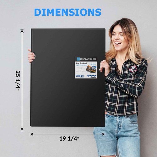 Sooez Heavy Duty Binder with Plastic Sleeves 18"x24", Portfolio Folder with 30 Clear Sheet Protectors, Display 60 Pages, Presentation Book for Artwork, Sheet Music, Document