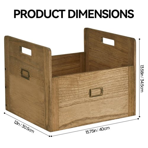 KIRIGEN Vinyl Record Storage Organizer Crate Wooden Storage Organizer Box Hold Up to 80 Record and LP Dark Brown CDH-DBR
