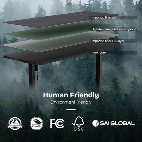 Monomi Height Adjustable Electric Standing Desk, 55 x 24 Inches Stand up Desk, Sit Stand Home Office Computer Desk(Black Frame+Marble Black Top)