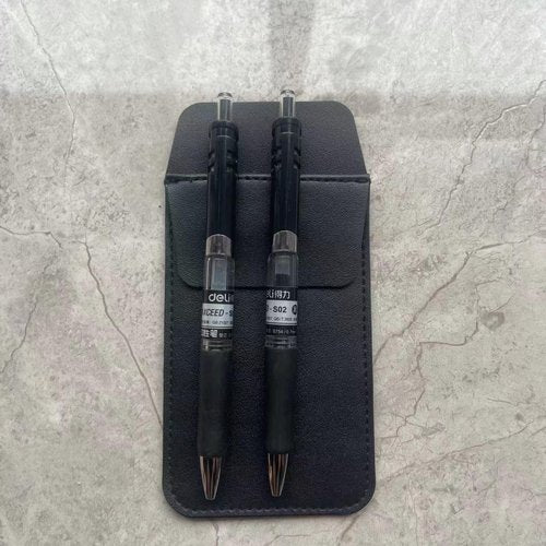 CTFRQC Pocket Protector, 1 Pack PU Leather Heavy Duty Pen Holder Pouch for Shirts, Lab Coats, Pants - Multi-Purpose - Holds Pens, Pointers, Pencils, and Notes （Black）