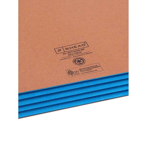 Smead End Tab File Pocket, Reinforced Straight-Cut Tab, 3-1/2" Expansion, Extra Wide Legal Size, Redrope with Blue Gusset, 10 per Box (74679)
