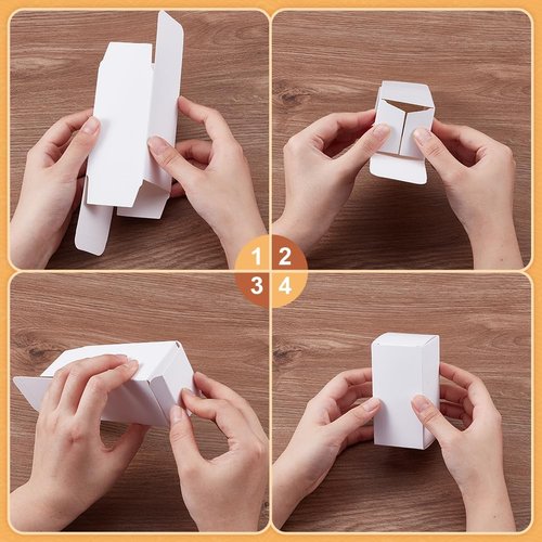 BENECREAT 50Pcs White Paper Gift Boxes - 2x2x4 Inch Rectangular Cardboard for Birthday & Valentine's Day Favors