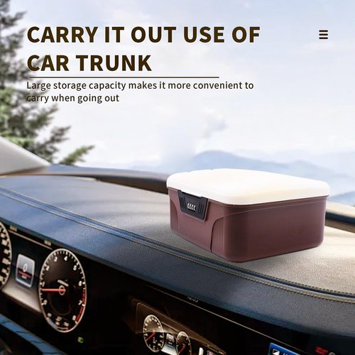 AnRui 2.3 Gallon Portable Safe Box with Lock, Plastic Lockable Storage Container Bin, Password Storage Organizer Locking Box for Car, School, Office, Home and Outdoor (Brown)