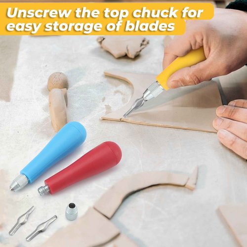 CraftyDream 12 Pack Craft Linoleum Cutter Kit Linoleum Cutter Handles Carving Tools Craft Linocut Tools for Lino Printmaking Carving, Handles Only