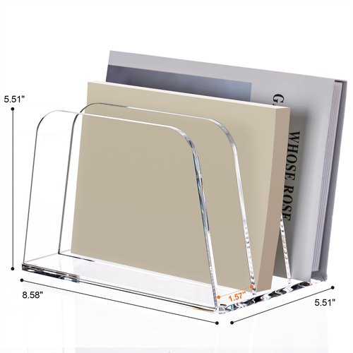 YUXUN Clear Acrylic Desktop File Sorter Organizer,Upright File Organizer, 3-Section Bookshelf for Home Office & Classroom