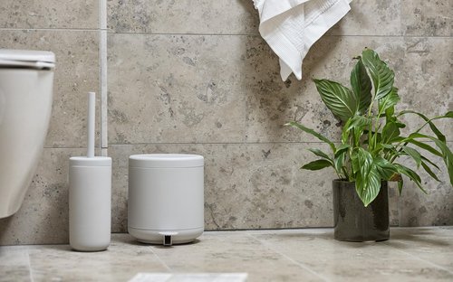 Zone Denmark Ume Bathroom Trash Bin, Cosmetic Bin, Waste Bin for Bathroom, Pedal Bin with Lid, Soft Grey (Grey), Diameter 7", Height 8", 4.2 litres,
