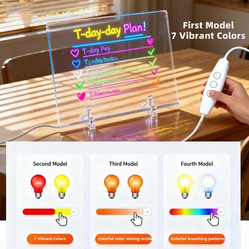 LED Drawing Board - 13.7"x10" Light Up Acrylic Dry Erase Board with 7 Markers & Adapter | Perfect for Home Décor & Gifts