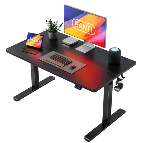 BANTI 40'' Standing Desk, Electric Stand up Height Adjustable Home Office Table, Sit Stand Desk with Splice Board, Black