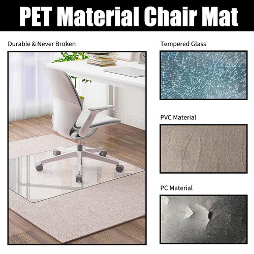 2 Pack Office Chair Mat for Carpet 47" x 29", Chair Floor Mat 1/7" Thick 10 Pounds Heavy Duty, Hard Desk Chair Mat for Carpeted Floors (47 * 29 inches-2PCS)