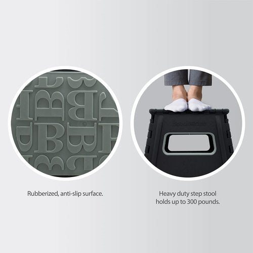 BROOKSTONE, 13” Non-Slip Textured Grip Surface, Foldable Space Saving Design, Carrying Handle, Holds Up to 300 Pounds, for Kitchen and Rest of Home