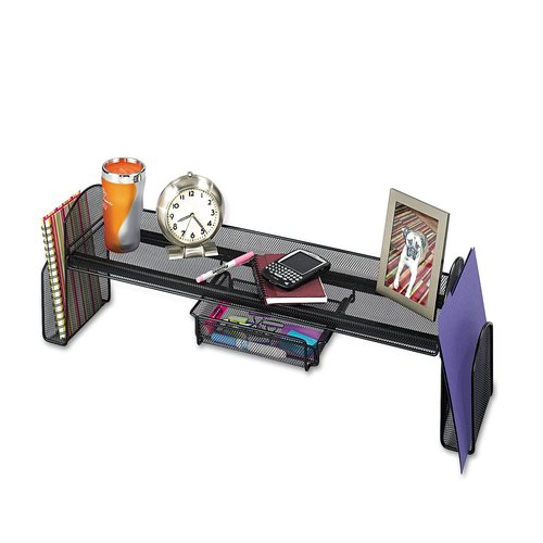 Safco Onyx Mesh Off-Surface Desk Organizer 3604BL, Black Powder Coat Finish, Durable Steel Mesh Construction