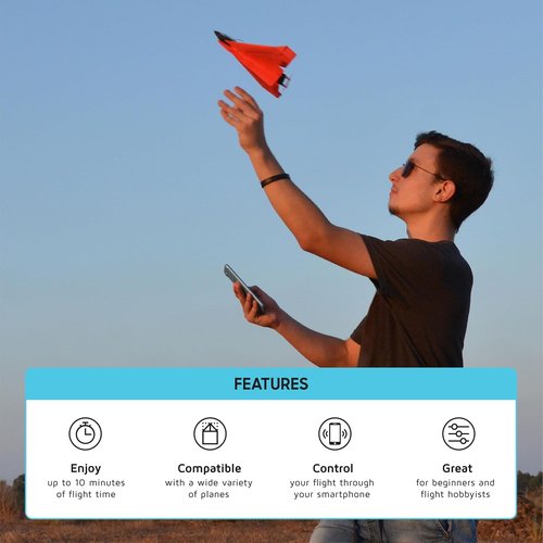 POWERUP 4.0 Smartphone Controlled Paper Airplane Kit - Easy to Fly with Autopilot & Gyro Stabilizer