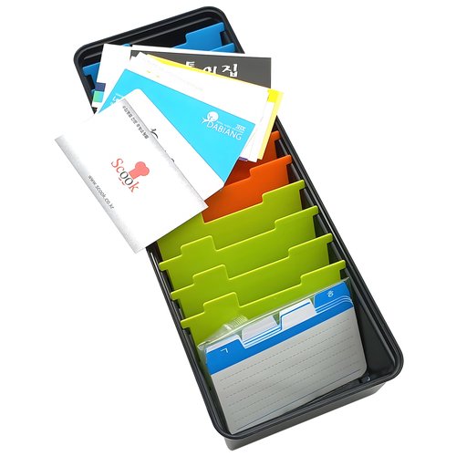 GARASANI 8 Divider Business Card Holder for Desk, Business Card File Card Storage Box Organizer, Large Capacity for About 500 Cards, Index Card Storage Box