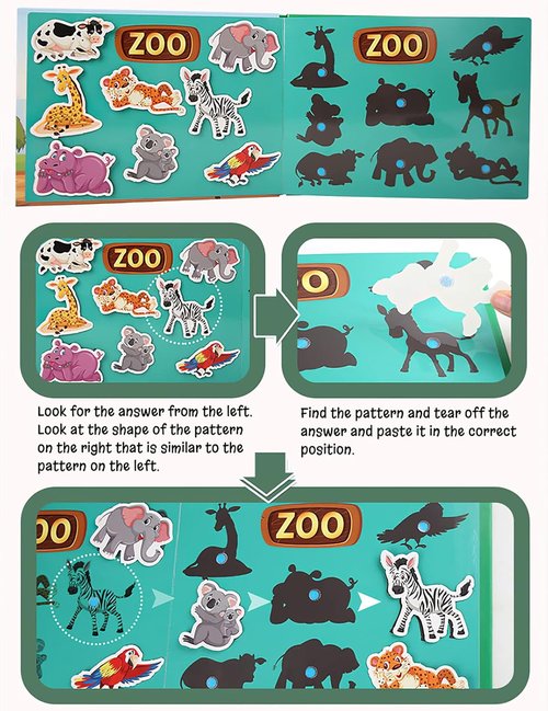 Skiennix 4 Pack DIY Busy Book - Montessori Quiet Book with Animal, Vehicle, Number & Fruit Activities for Toddlers