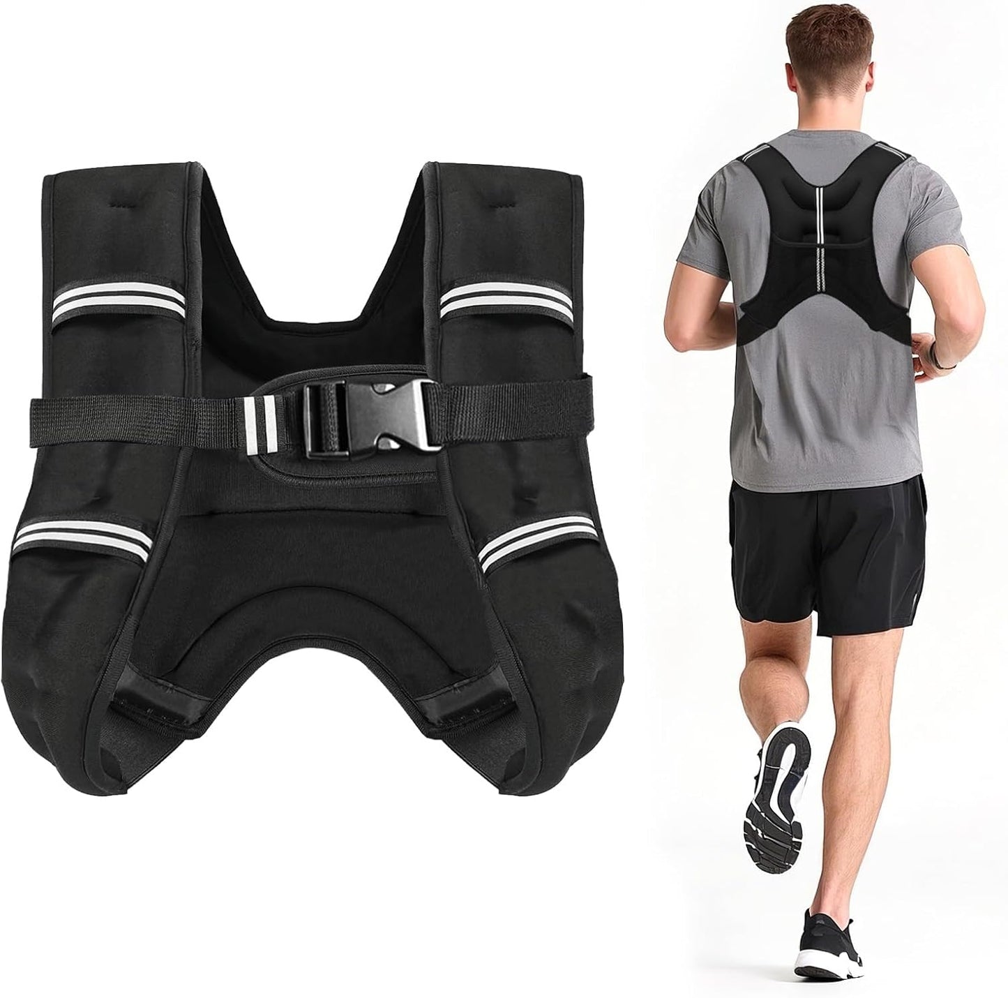 Zikopomi Weighted Vest - Reflective Stripes for Enhanced Workout | 6lb to 30lb Options for Strength Training and Fitness