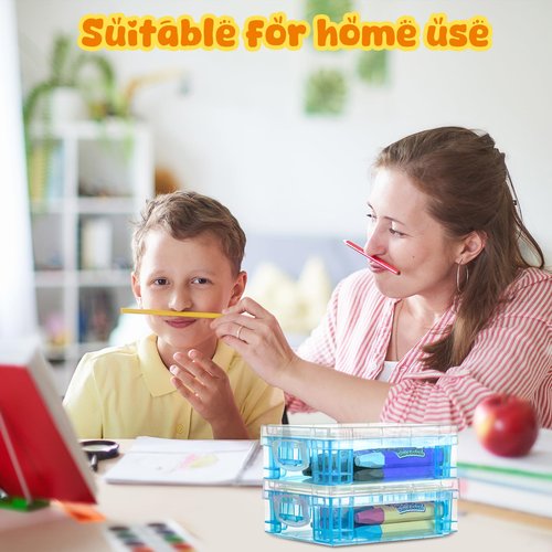 Suzile 25 Pcs Plastic Crayon Boxes with Snap Lids Crayon Storage Organizer Stackable Container Bulk Pencil Case for Pen Crafts Classroom Supplies(Blue)